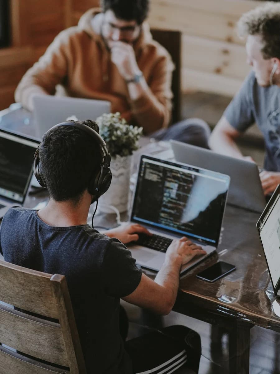 Team collaborating around a shared table