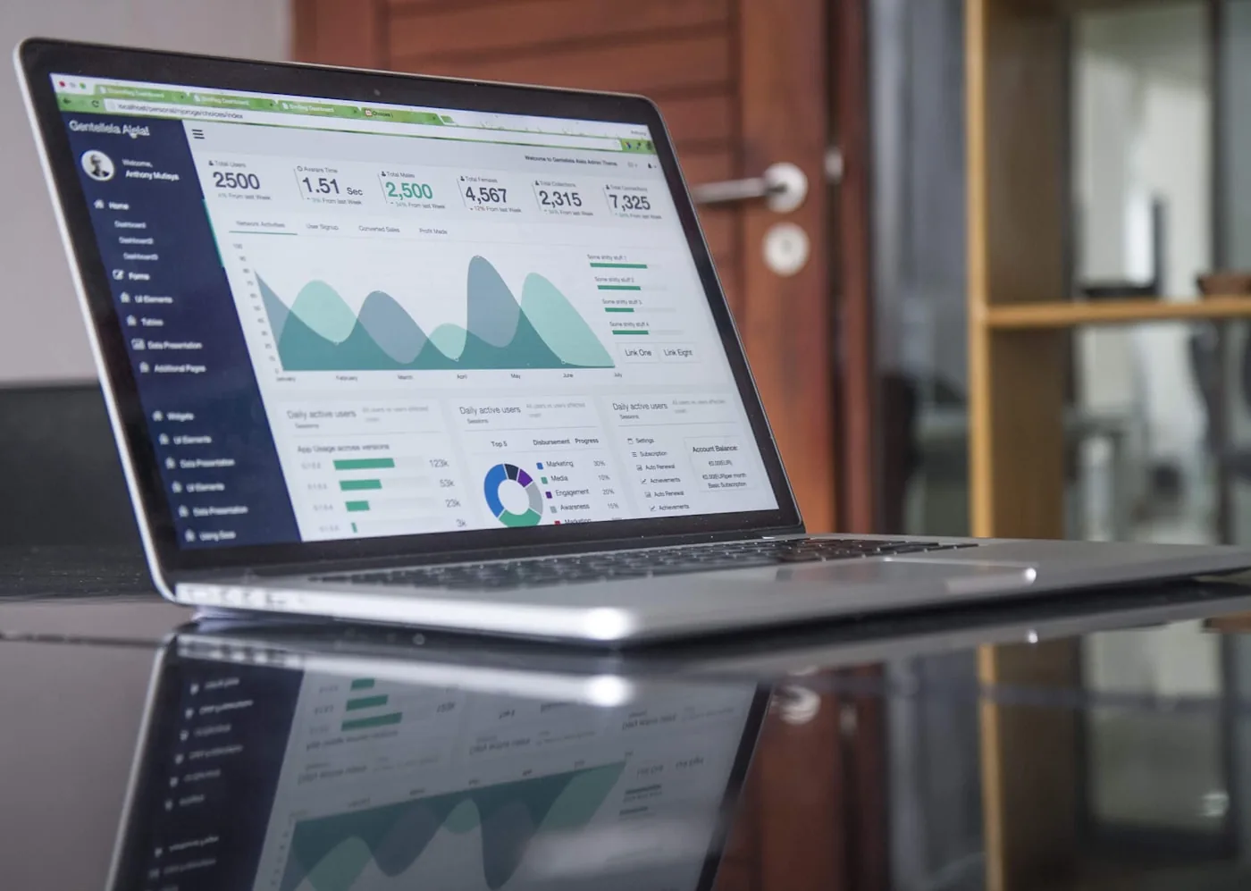 Workspace with analytics and planning materials